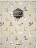TULPE Liniertes Notizbuch A4 „C083 Verspielte Hunde“ (140+ Seiten, Vintage Softcover, Doppelrand, Seitenzahlen, Register - Dickes Notizheft, Deutschheft, Schreibheft, Schulheft, Tagebuch, Lineatur 27)