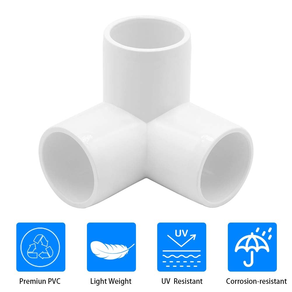 YSIL Conector de PVC de 3 vías de 2 pulgadas para estructura y marco de PVC, se adapta a tubos de PVC Sch 40 de 2 pulgadas (paquete de 5)