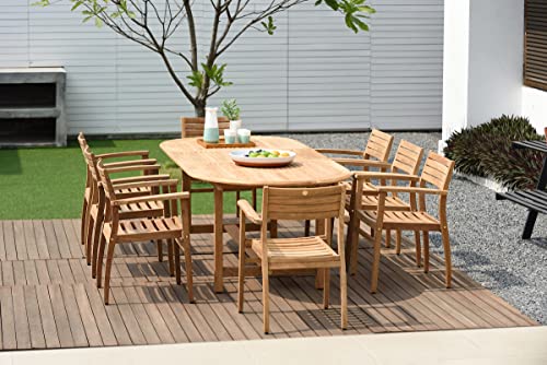 Amazonia Coventry 9-Piece Oval Patio Dining Set Certified Teak | Ideal for Outdoors, Light Brown Amazonia Coventry 9-Piece Oval Patio Dining Set Certified Teak | Ideal for Outdoors, Light Brown