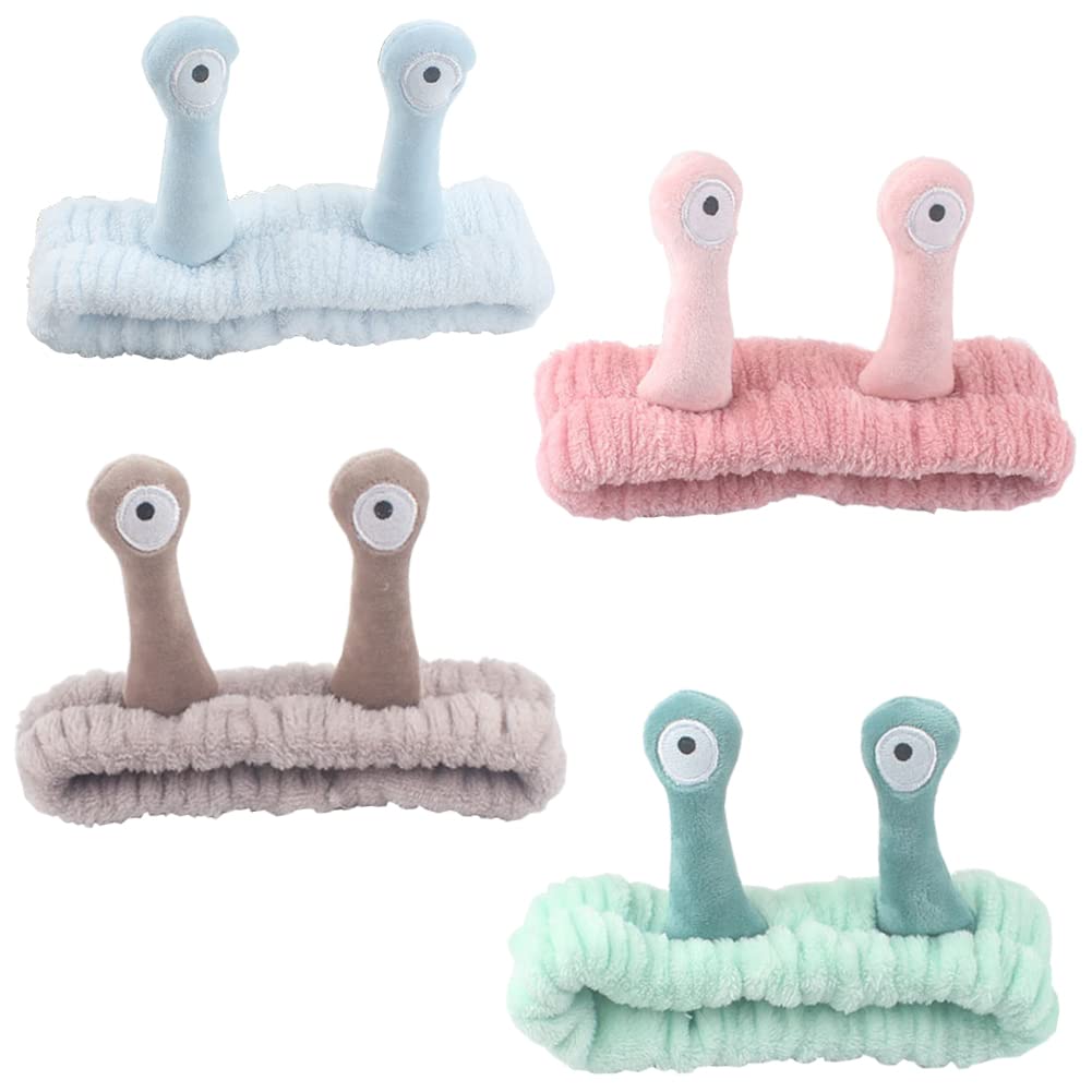 JAHEMU Headband Snail Spa Headbands Hair Band Women Hair Makeup Coral Fleece Hair Band Facial Wash Shower Sports Beauty Skin Care