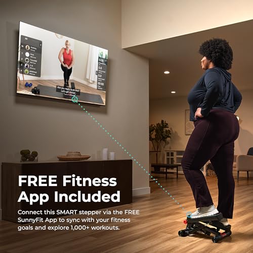 Sunny Health & Fitness Mini Steppers for Exercise at Home, Stair Step Workout Machine with Optional Resistance Bands, Full Body Cardio Equipment, Optional Free SunnyFit App Connection Smart Stepper by Sunny Health & Fitness - Image 4