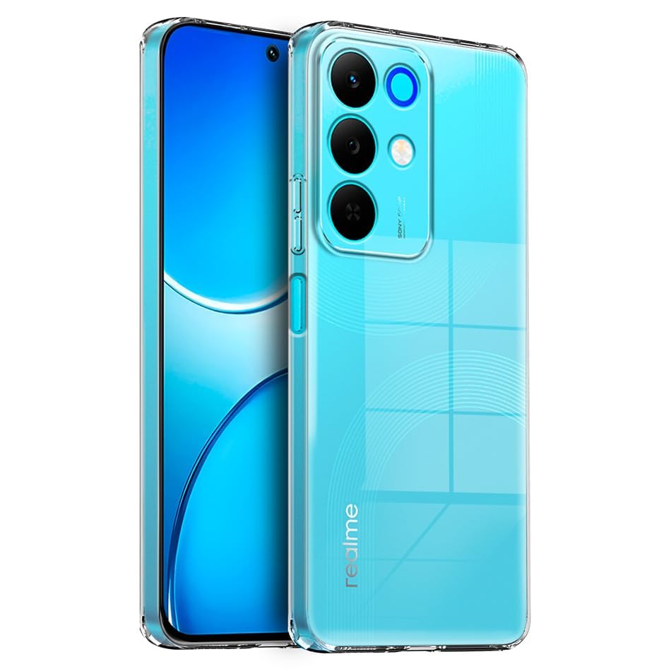 Image of COVERBLACK Soft Rubber Silicon Clear Case Back Cover Compatible for Realme Narzo 90x 5G - Transparent