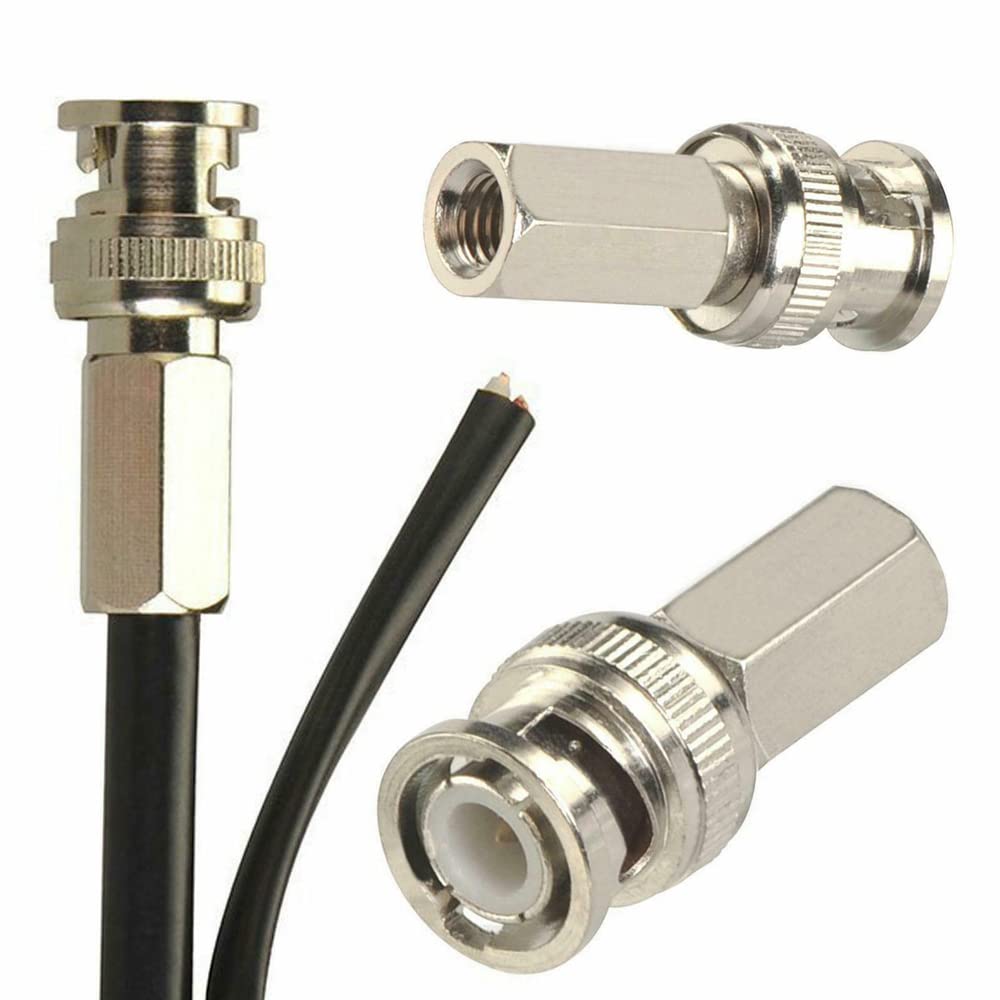 10 pezzi pz. connettore BNC maschio a vite per cavo coax RG59 CCTV