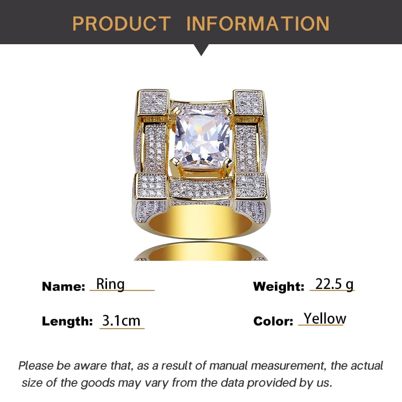 14K Gold over S925 Sterling Silver Rectangular Cushion Cut Mossanite Ring, Wide Face Densely Set Men's Ring, A Broad Statement of Style,Daily Gift for Dad2