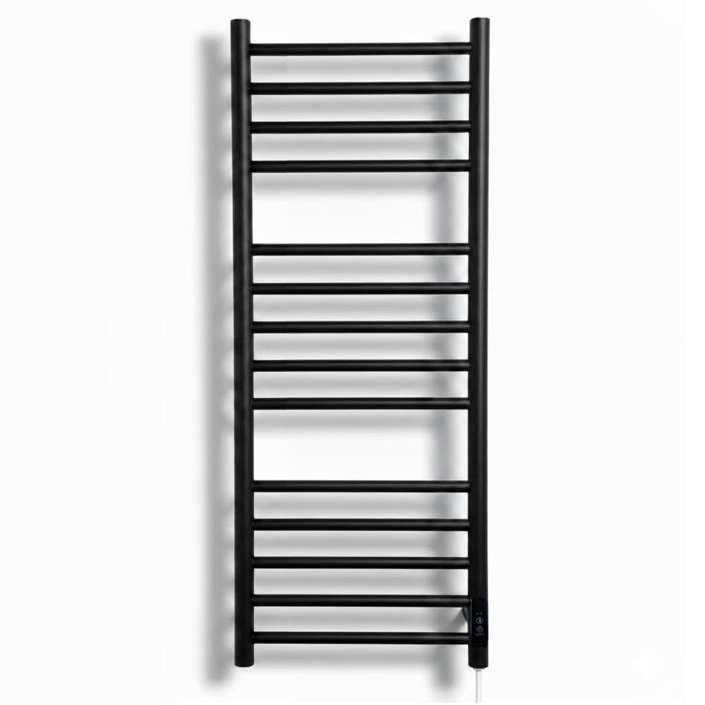 Manissa Siena Black Electric Heated Towel Rail 300mm W x 1000mm H