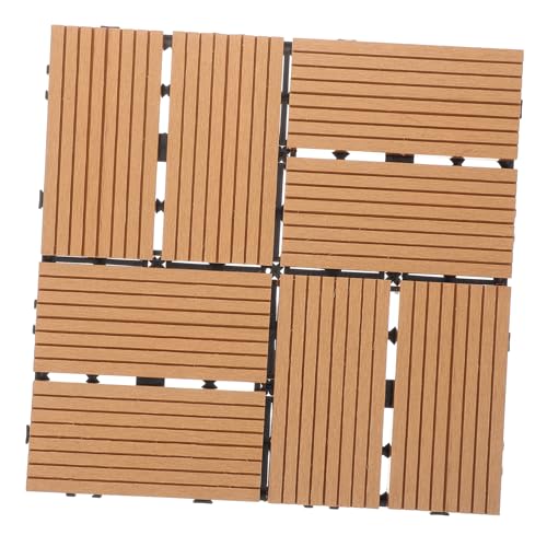 ORFOFE Losas De Suelo Entrelazadas De Madera y Plástico Para Terrazas y Balcones Exteriores Baldosas De Jardín Resistentes y Decorativas Para Patios Traseros