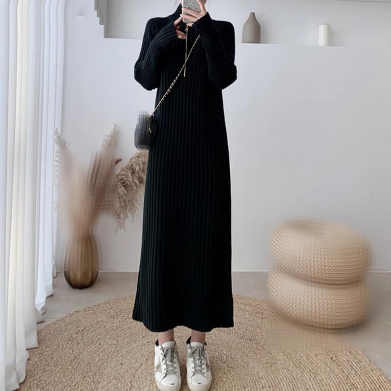 Maglione da donna a collo alto midi autunno inverno maglione lavorato a maglia caldo casual lungo maglione