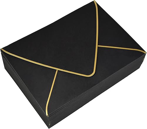 Miniatura 7 de Sobres negros A7 de 5 x 7 pulgadas, 50 unidades, para tarjetas de 5 x 7 pulgadas, autosellados, perfectos para bodas, invitaciones, fotos,
