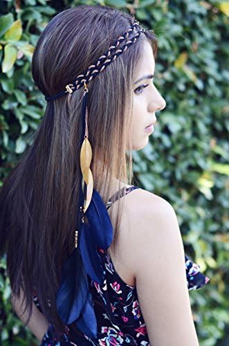 Feather Headband Native American Indian Tribal Headdress Black Coachella