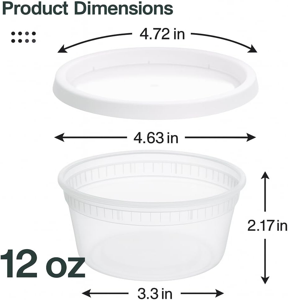 [12oz-32 Sets Plastic Deli Containers with Lids - BPA Free Clear Soup Containers with Airtight Lids, Leak Resistant Food Storage for Meal Prep, Stackable/Microwave/Dishwasher/Freezer Safe - Image 7