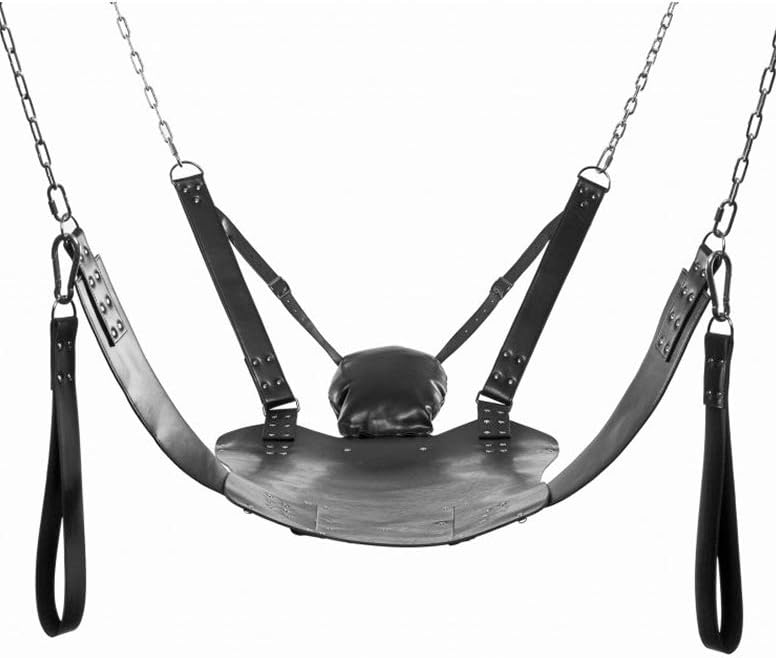 Leather Bondage Swing with Stirrups and Pillow