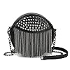 Kris Anna Womens Rivet Mini Crossbody Bag with Chain Shoulder Strap Tassel Black