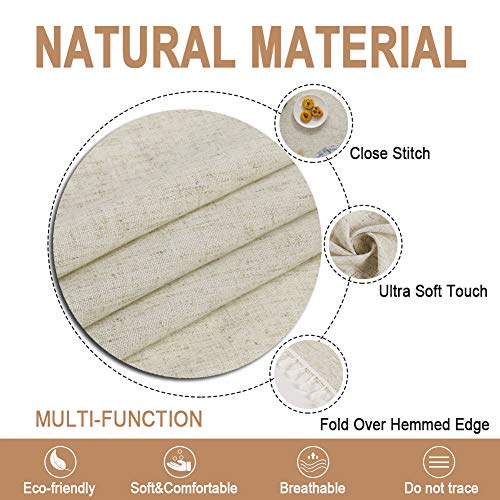 Colorbird Solid Color Tassel Tablecloth Cotton Linen Dust-Proof Shrink-Proof Table Cover For Kitchen Dining Farmhouse Tabletop Decoration (Rectangle/Oblong, 55 X 102 Inch, Neutral) #TOP2