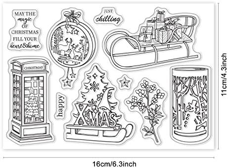 GLOBLELAND Christmas Elements Clear Stamps Xmas Deer Trees Snowflake Silicone Clear Stamp Seals for Cards Making DIY Scrapbooking Photo Journal Album Decoration