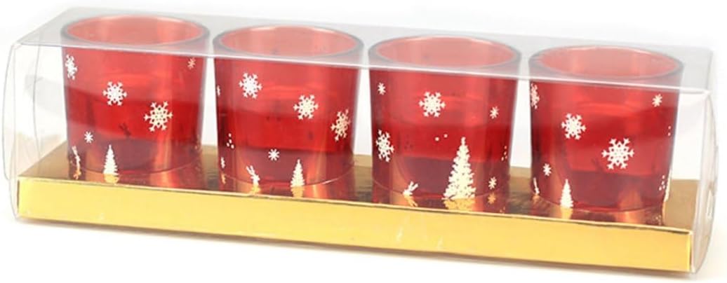Toyvian 2pcs Christmas Candle Holder Glass Candle Cup Red Decorative Xmas Container for Holiday Party Table Centerpiece Home Décor