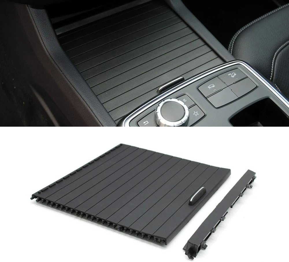 Console Cup Holder Roller Cover, Front Center Roller Sliding Cover, Console Rolling Blind Shutter Trim for Mercedes Benz ML W166 GL X166 2012-2015, GLS W166 GLE W166 2015-2019 (Black)