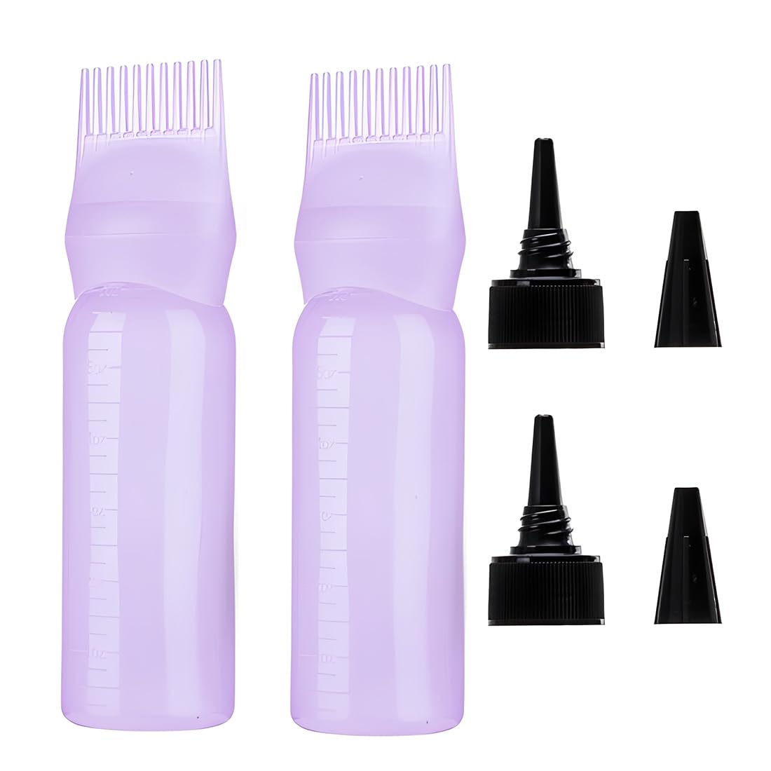 2 Pezzi Applicatore bottiglia per capelli, Flaconi Applicatori con Ugello, Flacone Applicatore di Olio con Graduata, Contenitori Liquidi da Spremere per Capelli Bottiglia di Vernice Coll