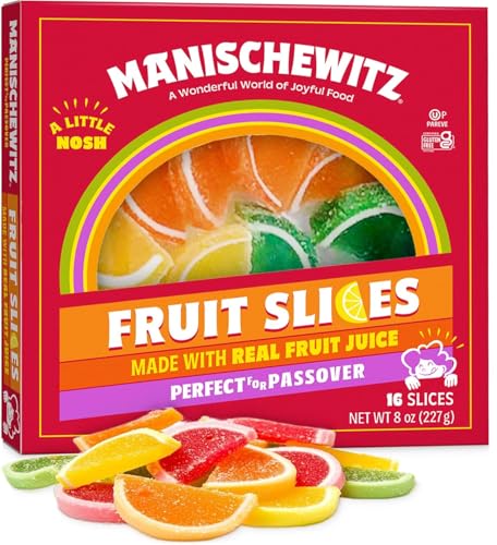 Manischewitz Holiday Candied Fruit Slices in a Gift Box 227g Made with Real Fruit Juice Gluten Free No High Fructose Corn Syrup Kosher For Passover & Year Round Use