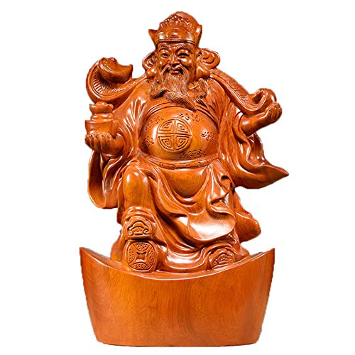 Dieu de la Fortune decoration Feng Shui en bois d'acajou, cadeau de pendaison de cremaillere