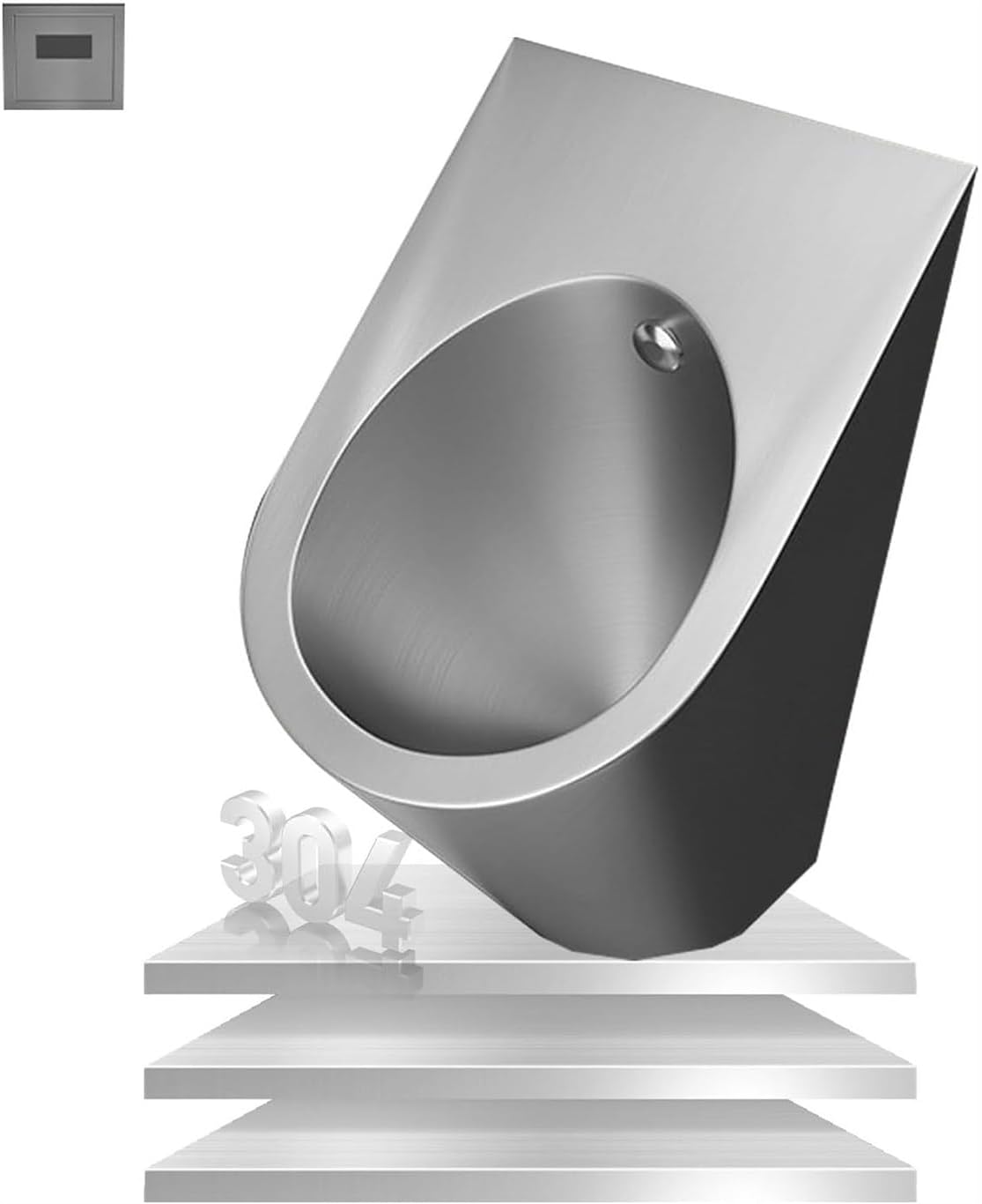 Wall-Mounted Men's Flushing Urinal, Commercial Stainless Steel Public Toilet Urinals, Smart Sensor Splash-Proof Men's Urina, Automatic Flushing Urinal,Silver,Silver