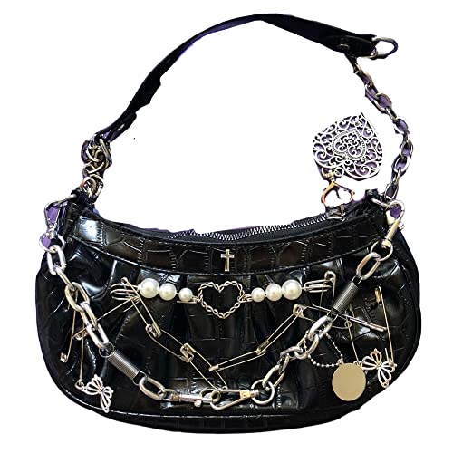 Y2k Bag Gothic Purse Goth Purse Grunge Bag Y2k Shoulder Bag 90s Y2k Purses for Women Harajuku Fashion Accessories