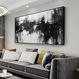 Abstract Wall Art Small Size Framed Home Artwork Decor Black and White Modern Minimalist Canvas Painting Living Room Decor for Bedroom Office Wall Decor 20'x40'