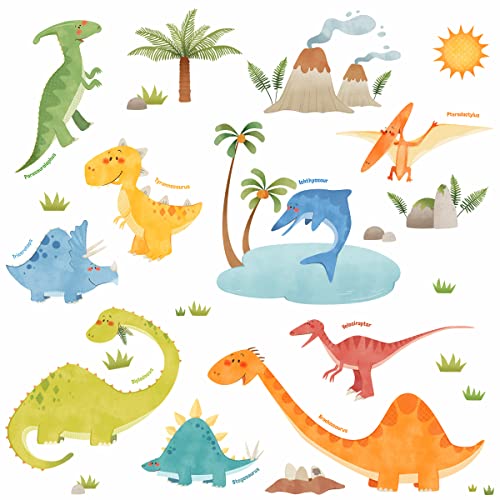 DECOWALL DW-1505 Dinosaurs Kids Wall Stickers Wall Decals Peel and Stick Removable Wall Stickers for Kids Nursery Bedroom Living Room décor