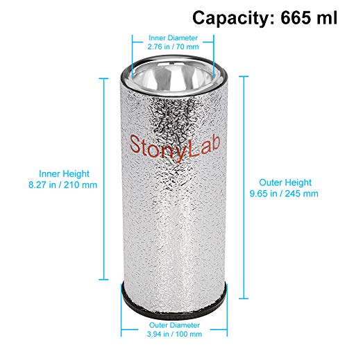 Stonylab Dewar Flask, Cylindrical Form Borosilicate Glass Dewar Flask With Aluminum Base, 210Mm Interior Depth And 70Mm Interior Diameter For Laboratory, 665Ml #TOP1