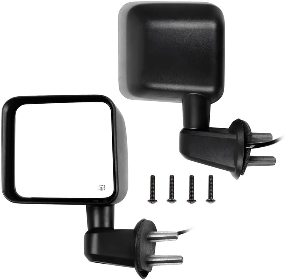 Driver and Passenger Side Black View Mirrors Fit for 2007 2008 2009 2010 2011 2012 2013 2014 2015 2016 2017 For Jeep Wrangler Power Adjustment Manual Folding Heated Exterior Mirrors