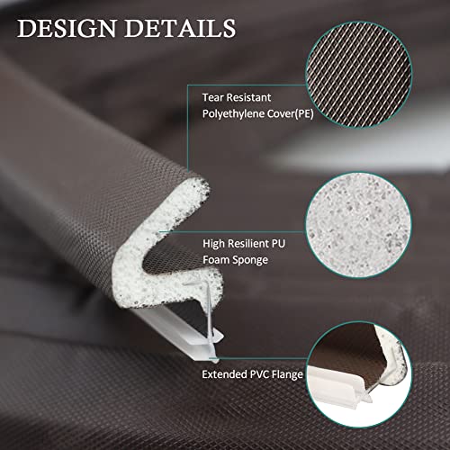 Kerf Weather Stripping Door Seal Strip 26 Ft "Q" Foam Door Weatherstrip Seal For Doors And Windows With Slot Card Slot Installation Seals, Easy Cut To Size (Brown) #TOP2