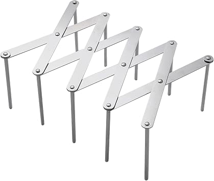 Huakaile Adjustable Plate Organizer Rack, Retractable Small Dish Drying Rack, Stainless Steel Pot Lid Organizer for Cabinet Kitchen Cover Cutting Board Bakeware Storage Steam Rack 1 Pack