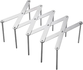 Huakaile Adjustable Plate Organizer Rack, Retractable Small Dish Drying Rack, Stainless Steel Pot Lid Organizer for Cabinet Kitchen Cover Cutting Board Bakeware Storage Steam Rack (1 Pack)