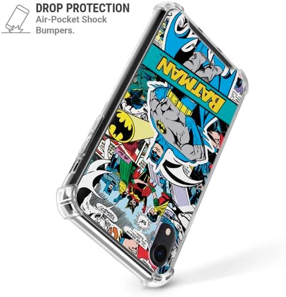 Skinit Clear Phone Case Compatible with iPhone XR - Officially Licensed DC Comics Batman Vintage Pose Collage Art Design