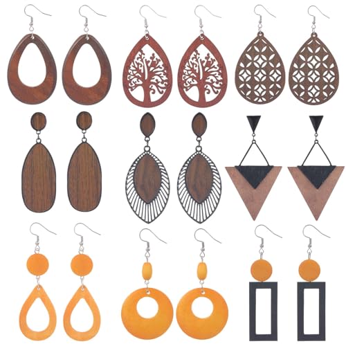Boucles d'oreilles en bois SUNNYCLUE : le confort des larmes pendantes ultra légères