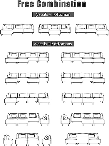 Mgh 143''Convertible Sectional Sofa , Modern Linen Fabric U-Shape Modular Couch 4-Seat Sofa Sectional With Reversible Ottomans For Apartment Living Room Furniture Sets, Beige (Hq-023B) #TOP6