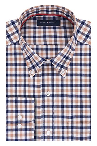 Tommy Hilfiger Men's Non Iron Regular Fit Tattersall Buttondown Collar Dress Shirt