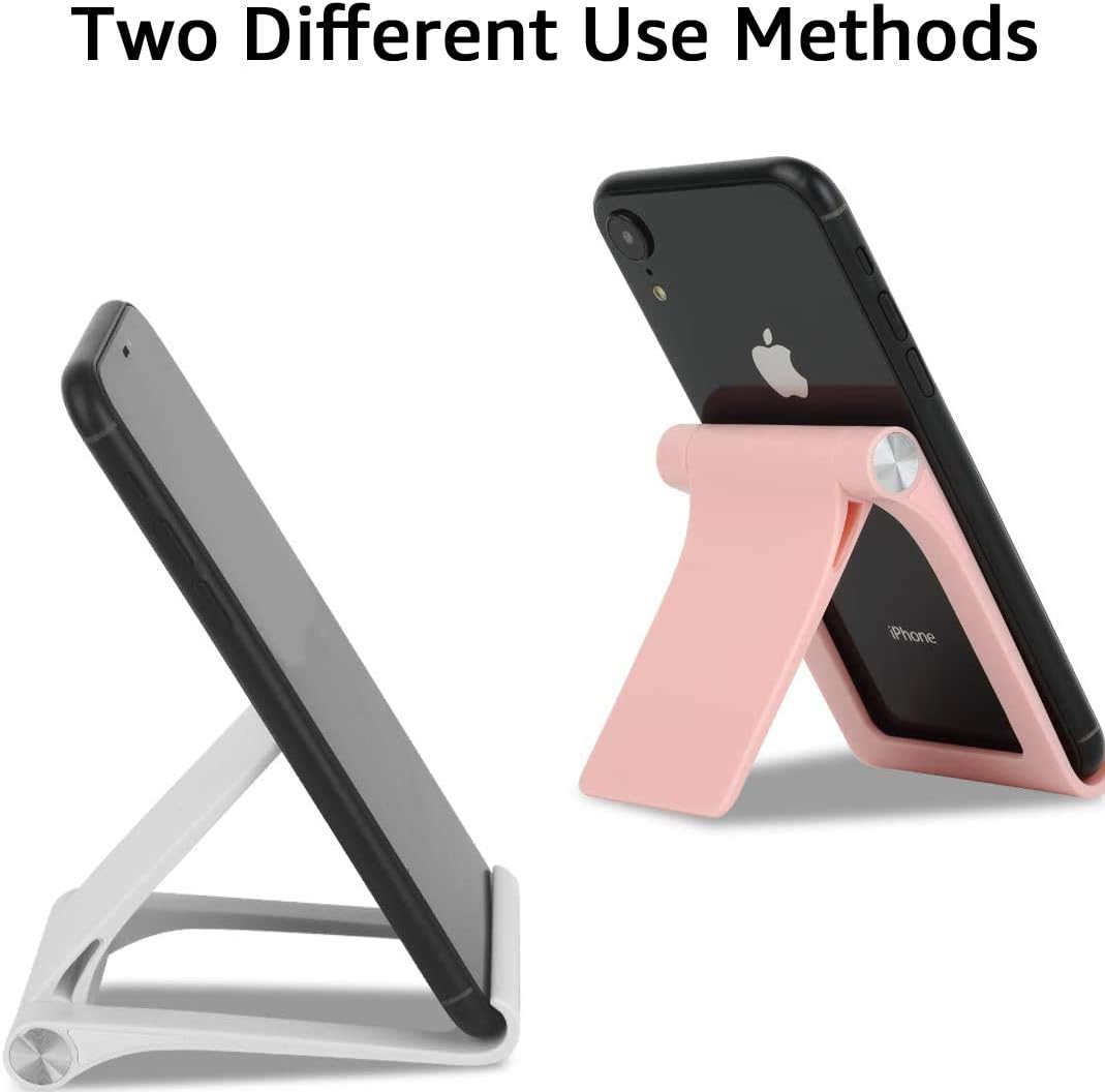 Love Cell Phone Stand Holder - Portable Foldable Adjustable Destop Phone Holder Cradle Dock for iPhone All Smart Phones - Great Gifts (2 Pack, White+Pink)