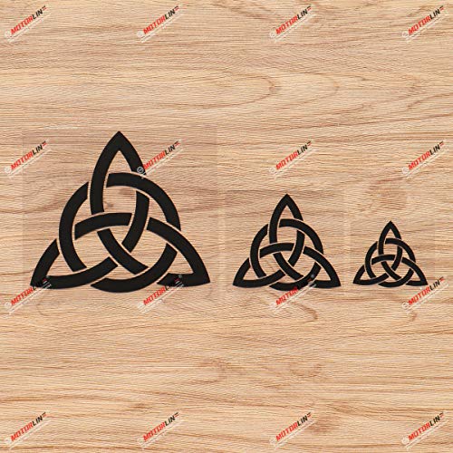 Triquetra Celtic Trinity Knot Symbol Vinyl Decal Sticker - 3 Pack Black, 5.1cm, 7.6cm, 12.7cm for Car Laptop Window Phone
