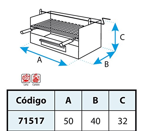 Miniatura 2 de Imex El Zorro 71517 - Cajón Para Barbacoa Con Elevador Y Parrilla De Inox, 50 X 40 X 33 Cm