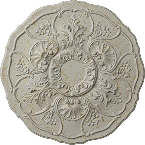 Image of Ekena Millwork CM22CNPCC 22 OD x 1 1 /2 P Cornelia Ceiling Medallion (fits Canopies up to 4 inch), Pot of Cream Crackle