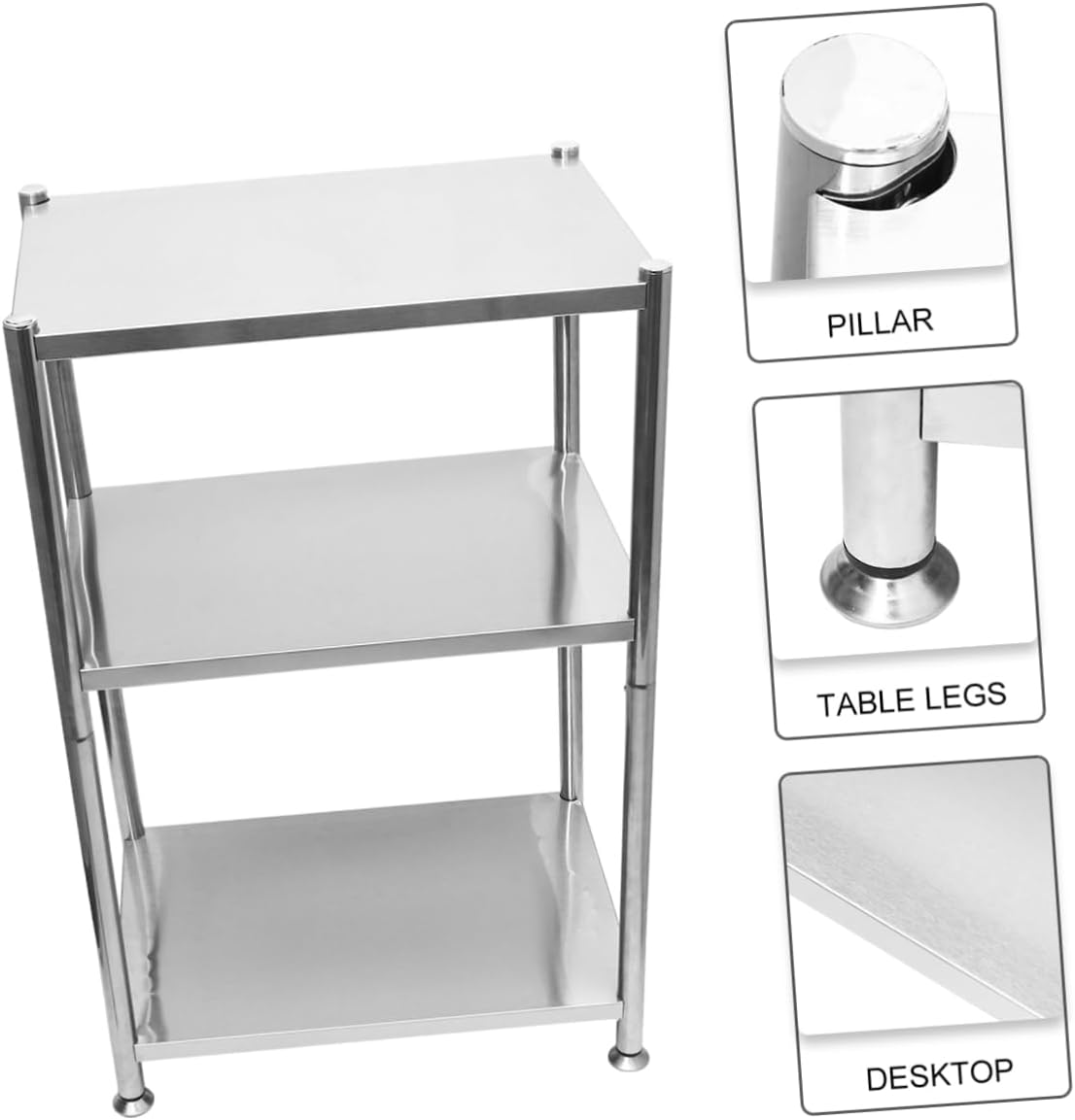 Multifunctional Kitchen Storage Rack 3-Tier Free-Standing Organizer for Balcony Food-Grade Metal Easy Assembly for Home and Restaurant Use