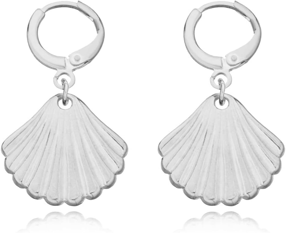Boho Shell Scallop Hoop Earrings Scallop Dangle huggie Earrings Retro shell drop Earrings Gold Sea Shell Earrings Jewelry for Women and Girls - Image 6