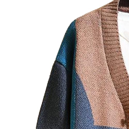 Men Shawl Collar Colorful Knit Cardigan Buttons Shawl Collar Knit Sweater Color Block Shawl Collar Cardigan Sweater3