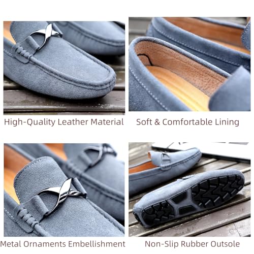 Men's Suede Slip-On Penny Loafers Driving Moccasins Breathable Comfortable Casual Boat Shoes Lightweight Non-Slip Flats for Office Wear Park Walking Travel Daily Outings Party4