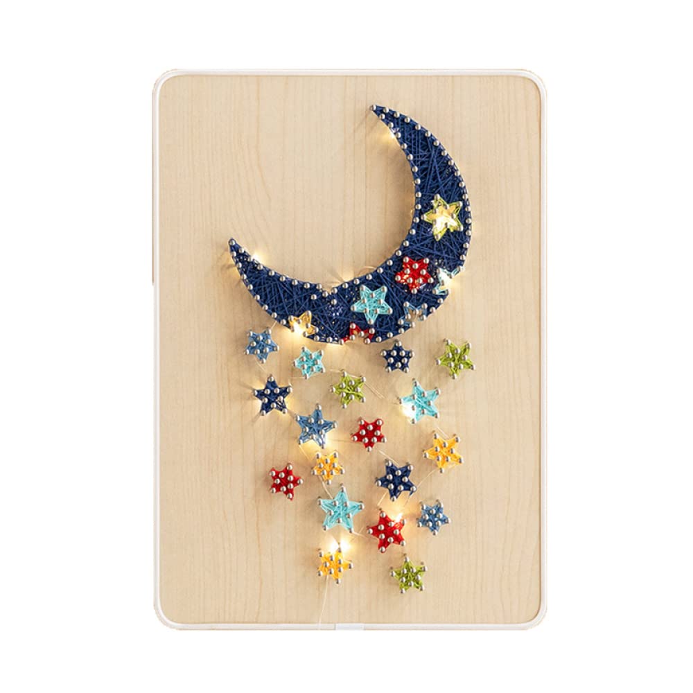 Goodern String Art Kit with LED Light Crafts Kit for Adults and Kids String Art Kit with All Necessary Accessories and Frame for Home Wall Decorations DIY Handmade Ornaments 21 * 30CM (Moon&Star)