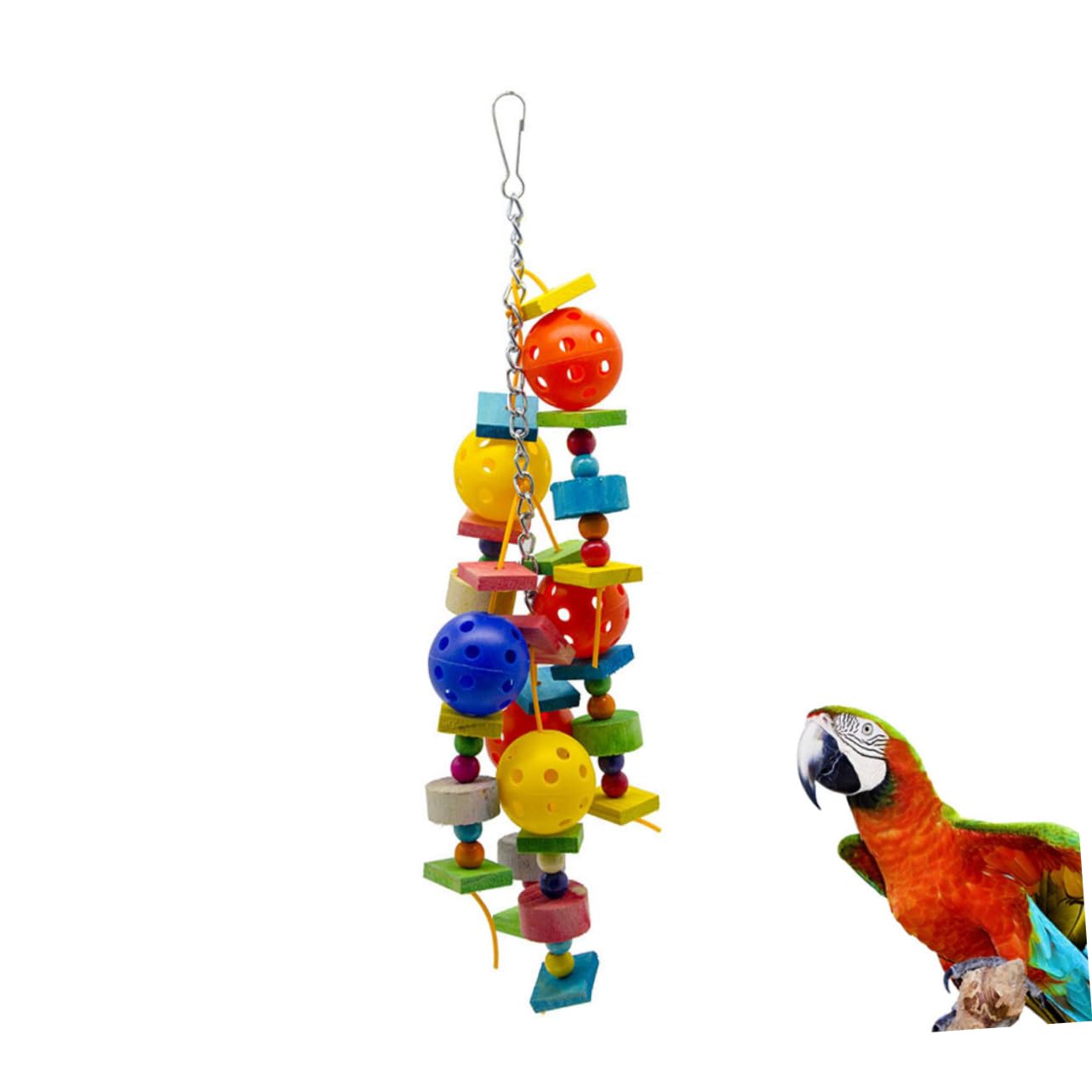 DOITOOL 3piezas Juguete Colgante para Pájaros Bloques De Madera y Bolas Huecas Diversión y Ejercicio para Periquitos Cotorritas y Loros Material Seguro para Mascotas