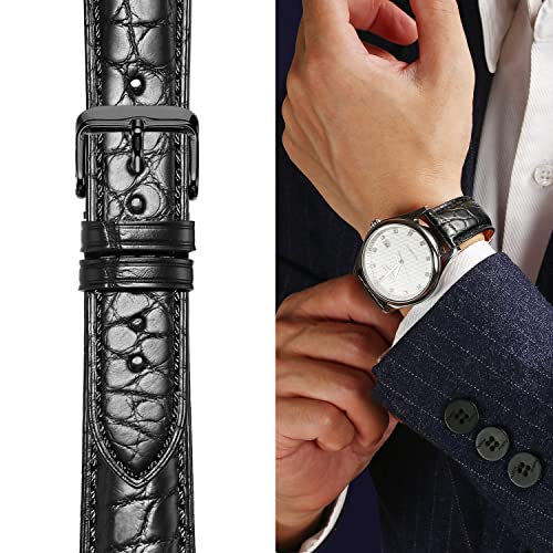 Image of Moran Alligator Leather Quick Release Watch Band 18mm 19mm 20mm 22mm 23mm 24mm Replacement Genuine Crocodile Leather Loop SmartWatch Strap for Men Women