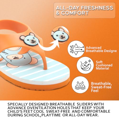 Image of Duosoft Kids Flip Flop Sandals with Bear Motif, Slippers for Baby Girl and Baby Boy, Indoor and Outdoor Slipper for Kids with Strap (K-402)