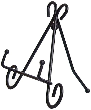 ChezMax Home Accents Black Garden Stone Easel Iron Stone Stand Decorative Display Stand