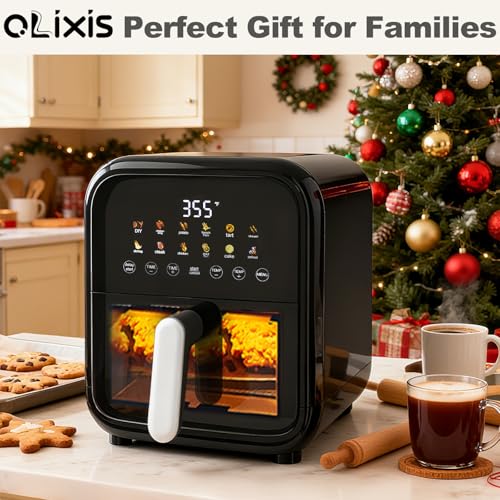 OLIXIS 7.9QT Air Fryer with Window, 12-In-1 Large Air Fryer for Family, 400°F Rapid Air Crispy Technology, Roast Bake Dehydrate Reheat, Nonstick & Easy-Clean Basket, 1800W, Black by OLIXIS - Image 5